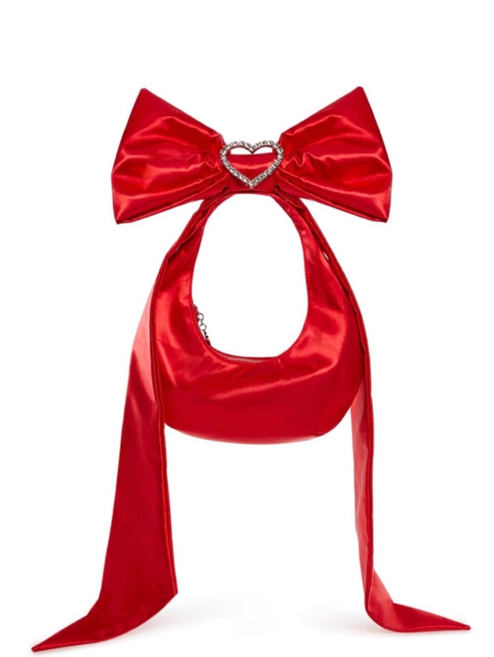 Sugar Thrillz Lady Royal Red Satin Rhinestone Bow Shoulder Bag NWT Dolls Kill